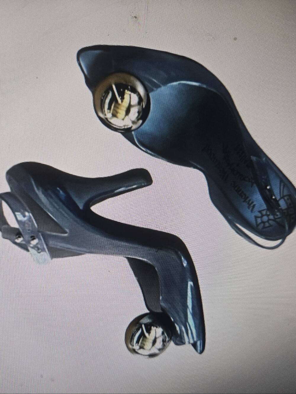Vivienne Westwood Melissa Gray Slingback Heels with Gold Ball Accent - Picture 6 of 6